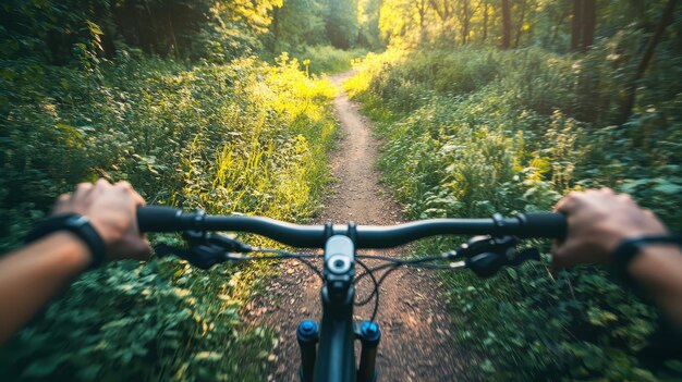 Nature trails biking through lush green landscapes