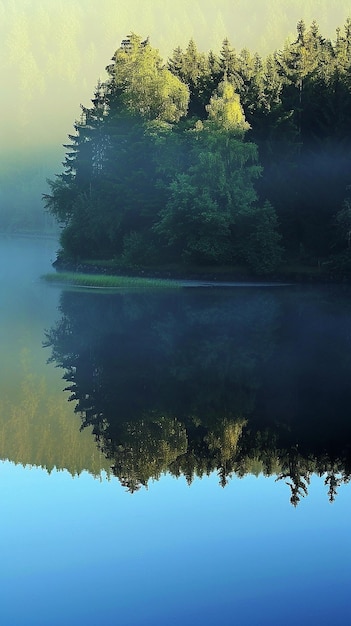 Nature tranquil beauty reflected in calm water