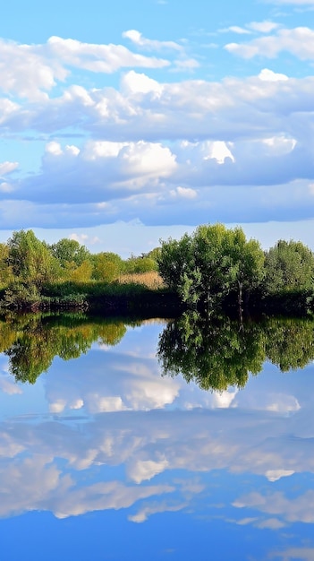 Nature tranquil beauty reflected in calm water