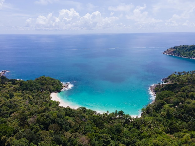 Nature and travel concept beach sea Aerial view Topdown shot on drone camera high quality Tr