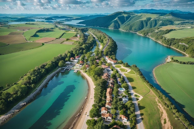 Nature view of landscape Drone Photography generated by Ai