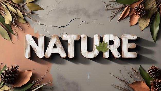 Photo nature word 3d text effect