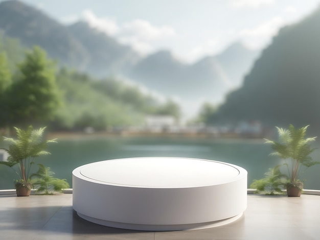 NatureInspired 3D Ceramic Round Podium Stage