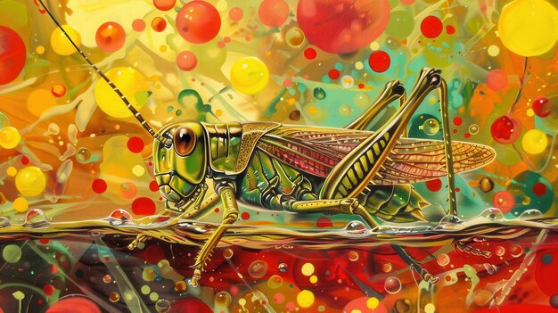 Photo natureinspired grasshopper painting