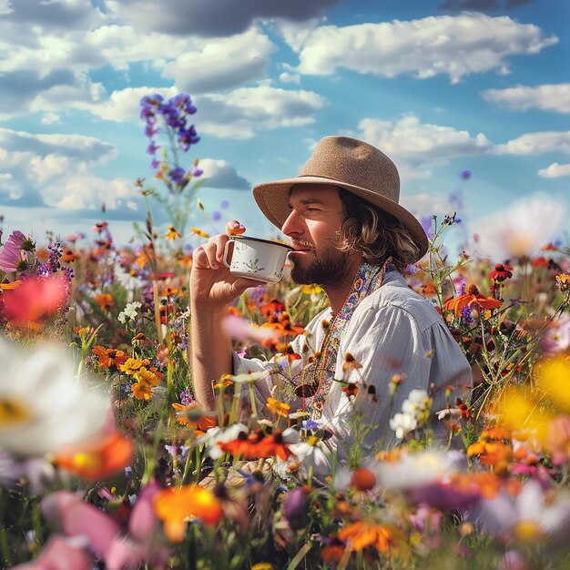 NatureInspired Photographer Drinking Tea