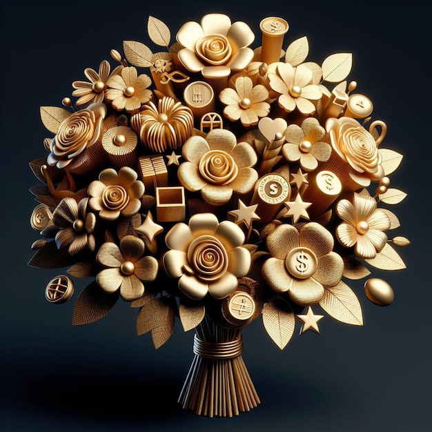 Natures Beauty Captured in Gold A Floral Masterpiece