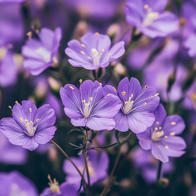 Photo natures beauty closeup of purple wildflowers blooming