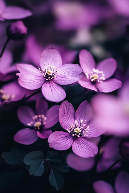 Photo natures beauty closeup of purple wildflowers blooming