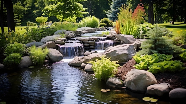 Photo natures elegance the artistry of garden streams and water gardens