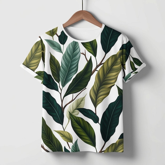 Natures Embrace Elegant Leaf Pattern TShirt