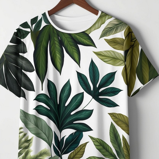 Natures Embrace Elegant Leaf Pattern TShirt