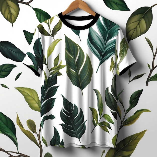 Natures Embrace Elegant Leaf Pattern TShirt