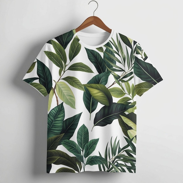 Natures Embrace Elegant Leaf Pattern TShirt