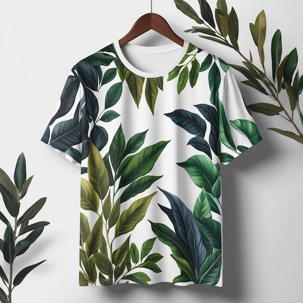 Natures Embrace Elegant Leaf Pattern TShirt