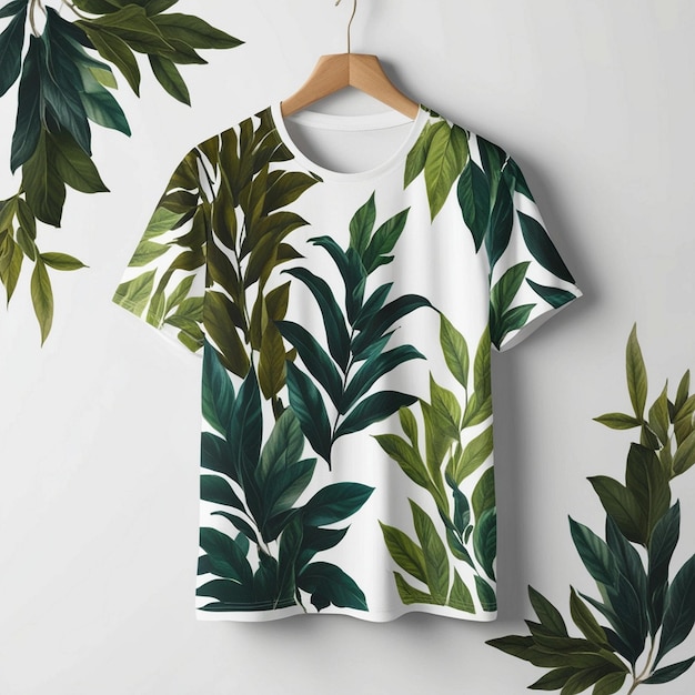 Natures Embrace Elegant Leaf Pattern TShirt