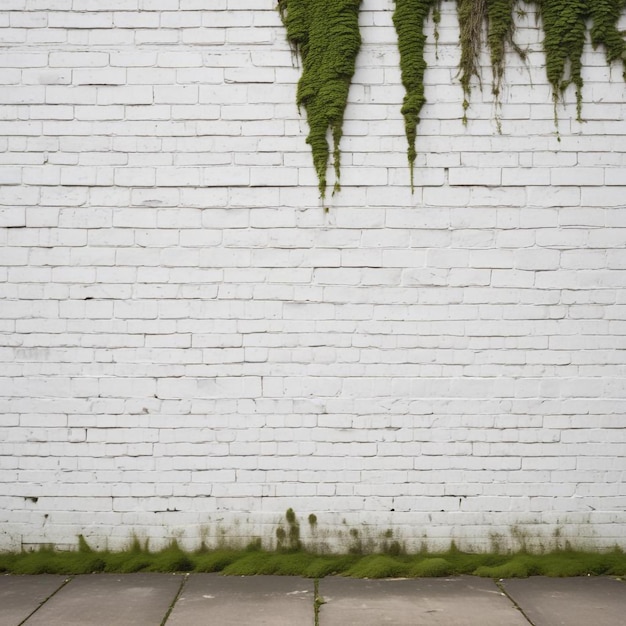 Photo natures embrace greenery thriving on a white brick wall