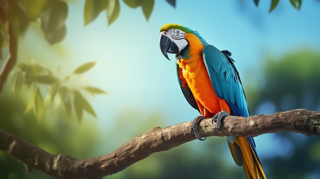 Natures Palette FullBody Display of Macaw Parrot in the Wild