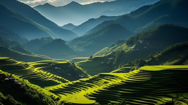 Natures Sculpted Canvas Sapas Rice Terraces in Vibrant Harmony