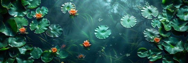 Photo natures serene shore a vibrant lily pond