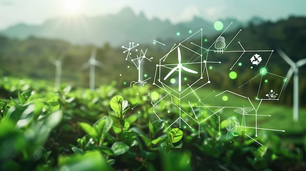 NatureThemed Background Featuring a Renewable Energy Icon