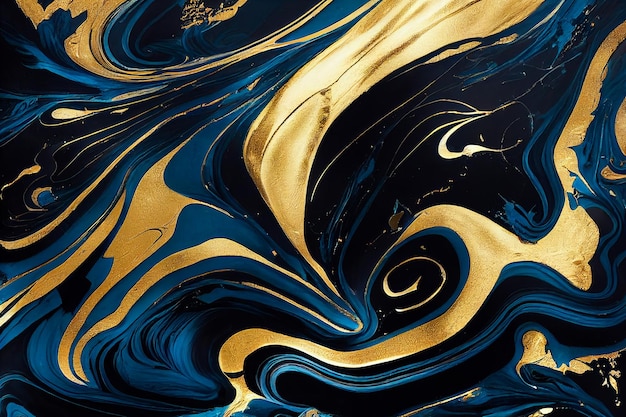 Navi blue and gold marble abstract background