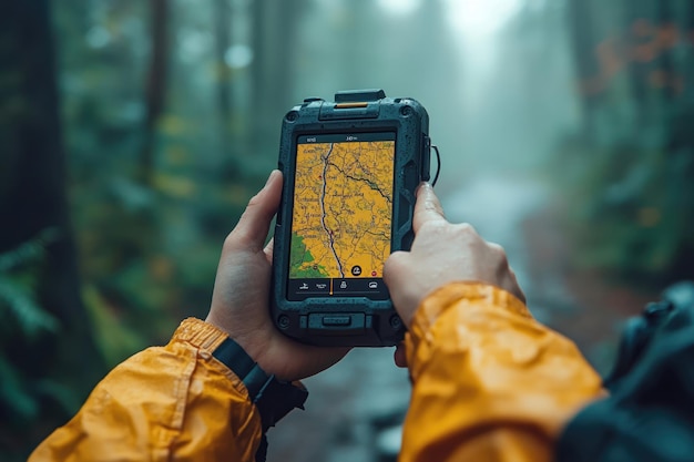 Photo navigating the wilderness with a rugged tablet