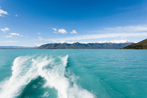 Navigation on Argentino lake, Patagonia landscape, Argentina. Patagonian panorama