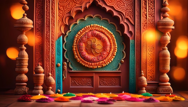 Photo navratri highly detailed door decoration