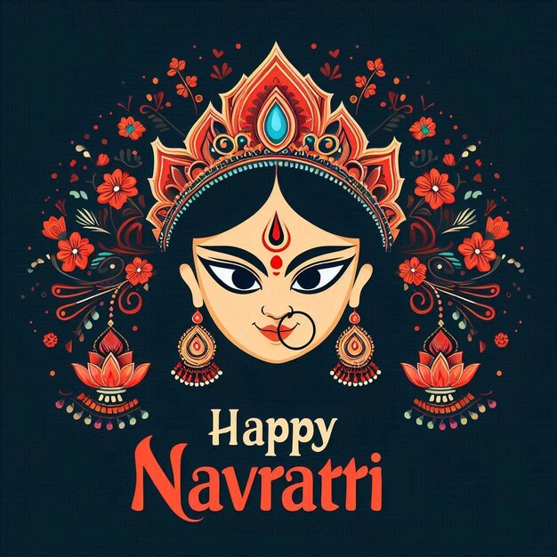 Photo navratri poster art illustration