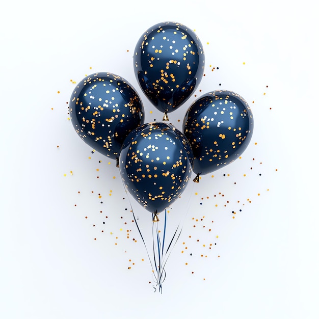 Photo navy balloons and confetti