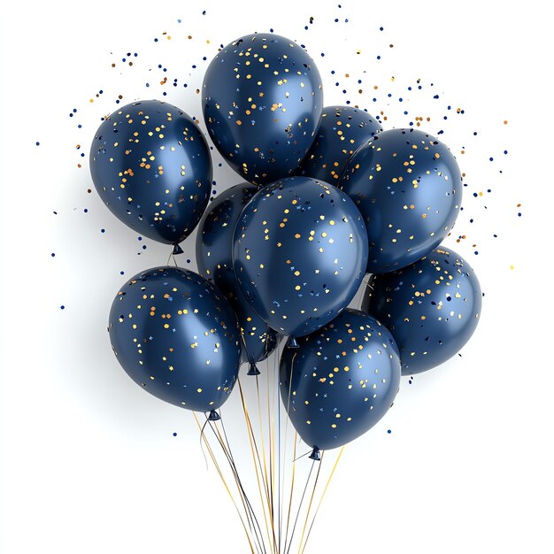 Photo navy balloons and confetti