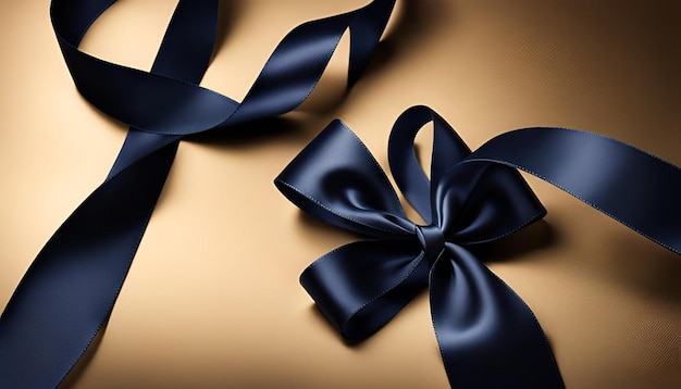 Photo navy blue satin ribbon