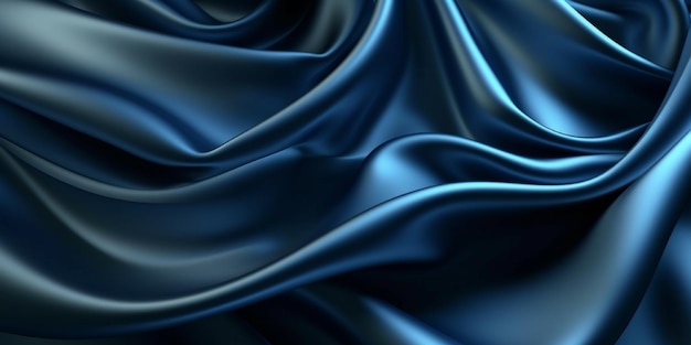 Navy blue silk satin background elegant wavy fold by generative AI tools