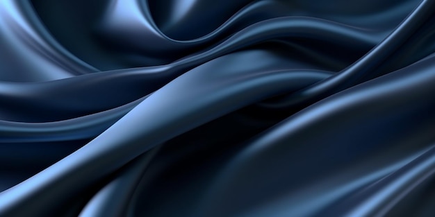 Navy blue silk satin background elegant wavy fold by generative AI tools