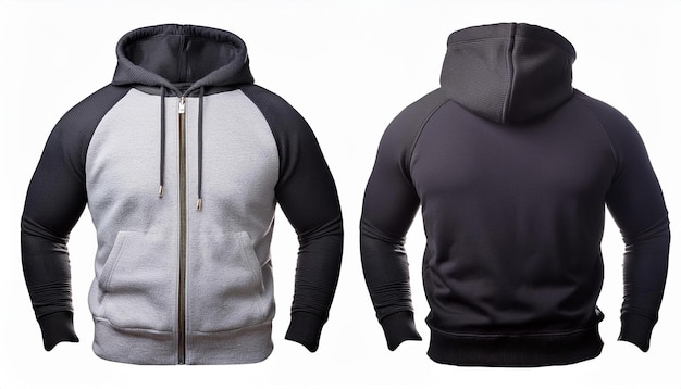 Navy Blue Zip Up Hoodie Mockup Front and Back View