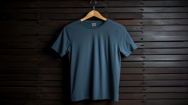 Navy tshirt on a hanger photo realistic illustration