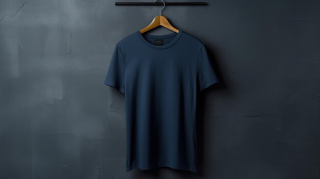 Navy tshirt on a hanger photo realistic illustration