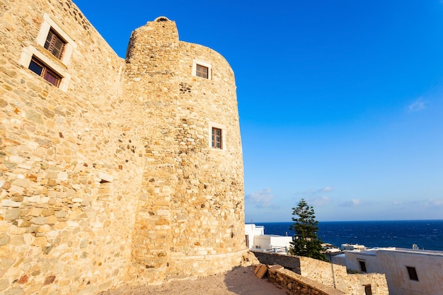 Naxos Kastro old town tower walls, Naxos island in Greece