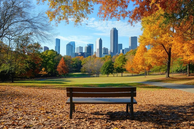 Photo nc charlotte north carolina downtown cityscape view from marshall park in autumn season