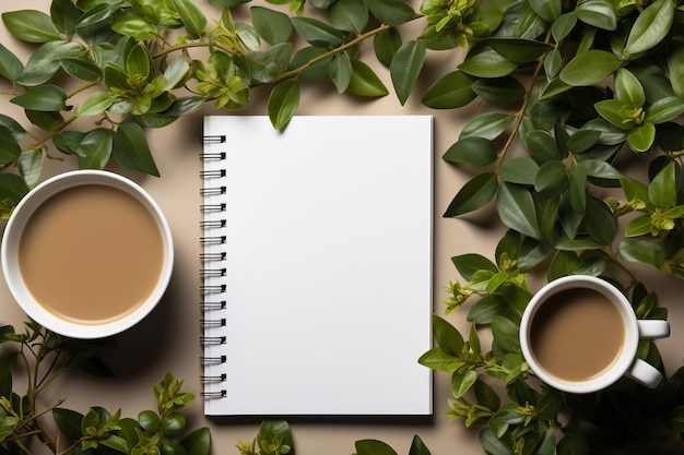 Neat office desk mockup on white