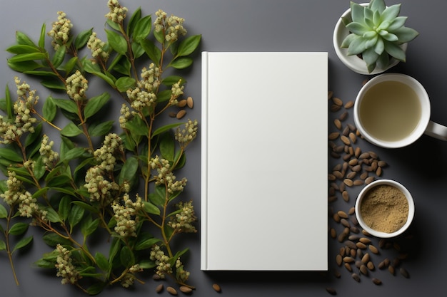 Neat office desk mockup on white