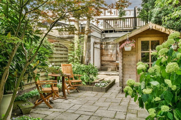 Neat patio with sitting area