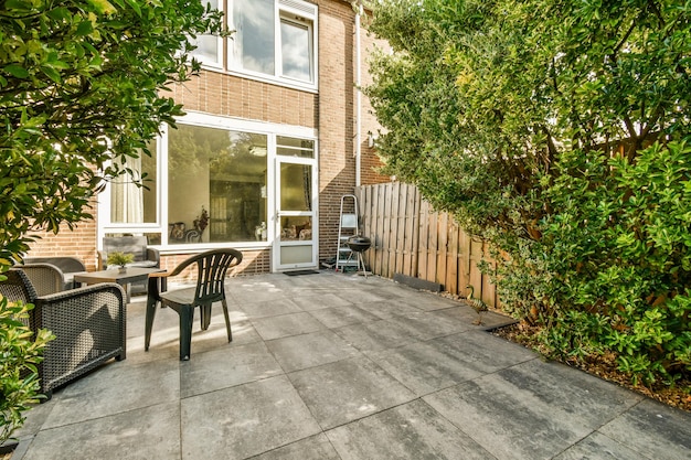 Neat patio with sitting area