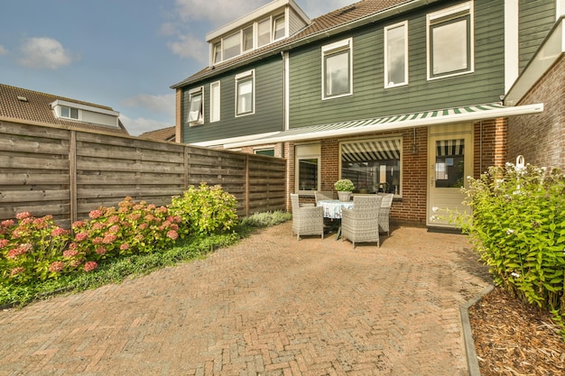 Neat patio with sitting area