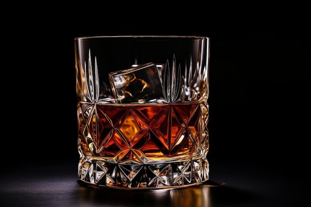 Neat Whiskey Glass with Dark Background