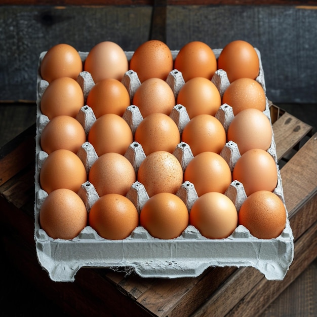 Photo neatly arranged eggs in a paper tray fresh and organized for social media post size