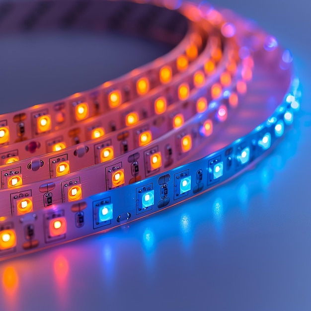 Neatly Arranged MultiColored LED Strip Display