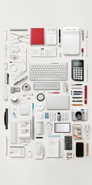 Photo neatly arranged office supplies