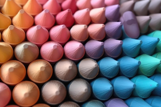 Neatly Arranged Pastel Pencils In Spectrum Of Pastel Hues Generative AI