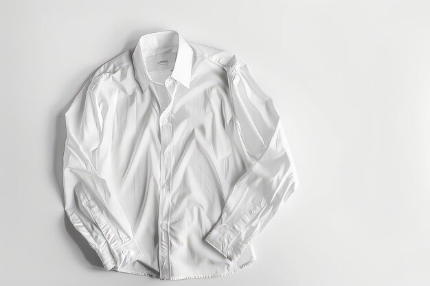 Photo a neatly folded white longsleeve shirt laid on a plain background ready for casual or formal wear